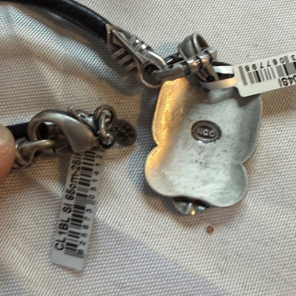 Bico Australia Tiki Mask Pendant Necklace Black Leather Cord 25in Tribal Pewter - Picture 2 of 4